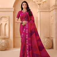 Laxmipati Tohfa Abstract Printed Georgette Saree in Pink Color