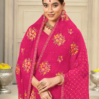 Laxmipati Krack Jack Embroidered Chiffon Saree in Pink Color