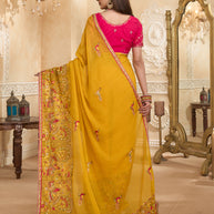 Embroidered saree work close-up