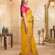  Peacock embroidered chiffon saree design