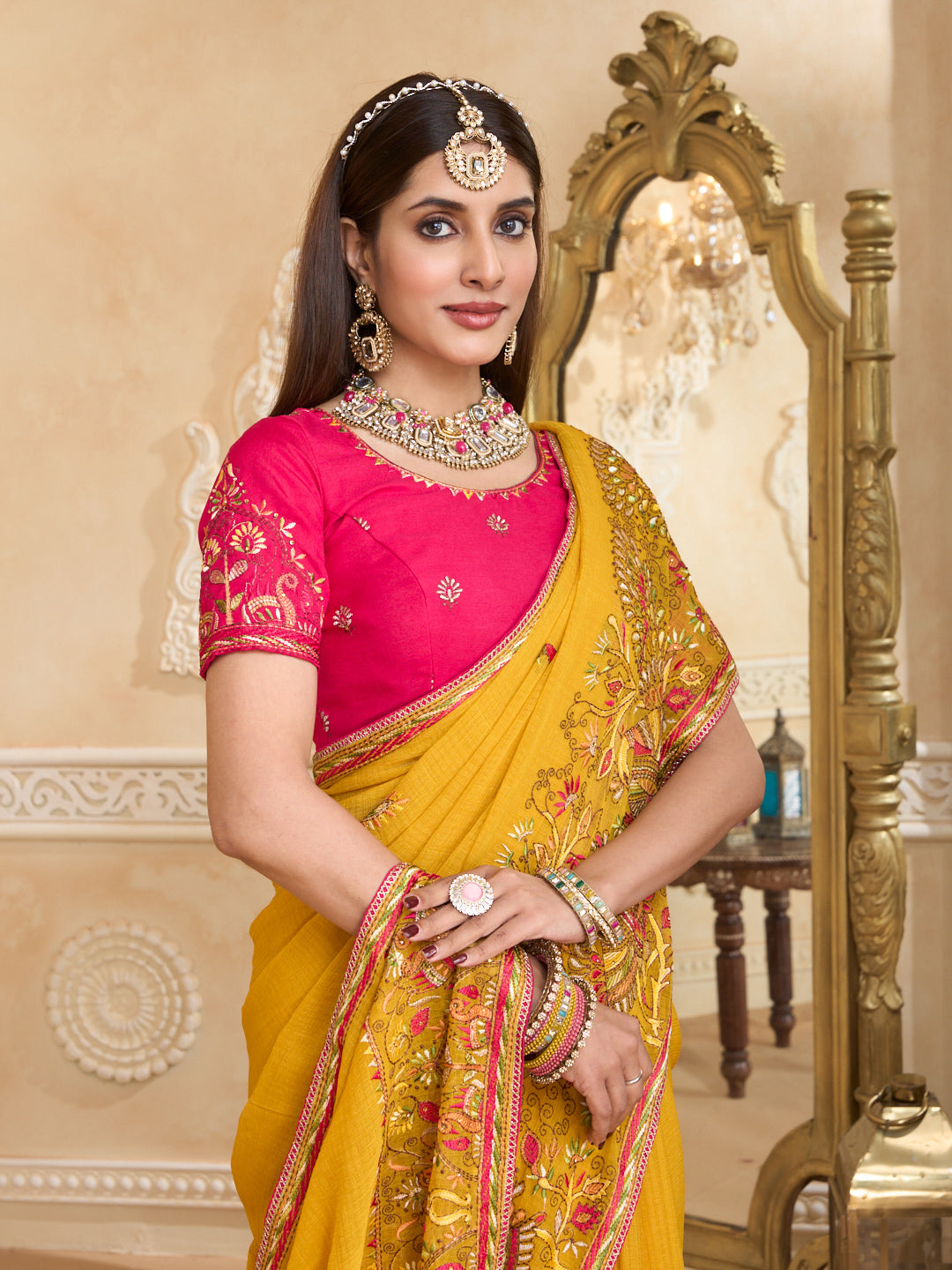 Designer chiffon saree for festive wear