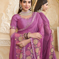 Elegant chiffon saree drape