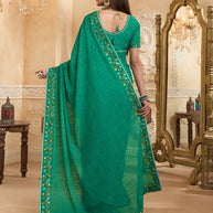 green saree with silk blouse