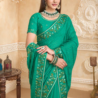 green saree with silk blouse
