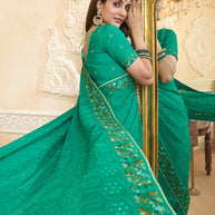 Floral embroidered saree work