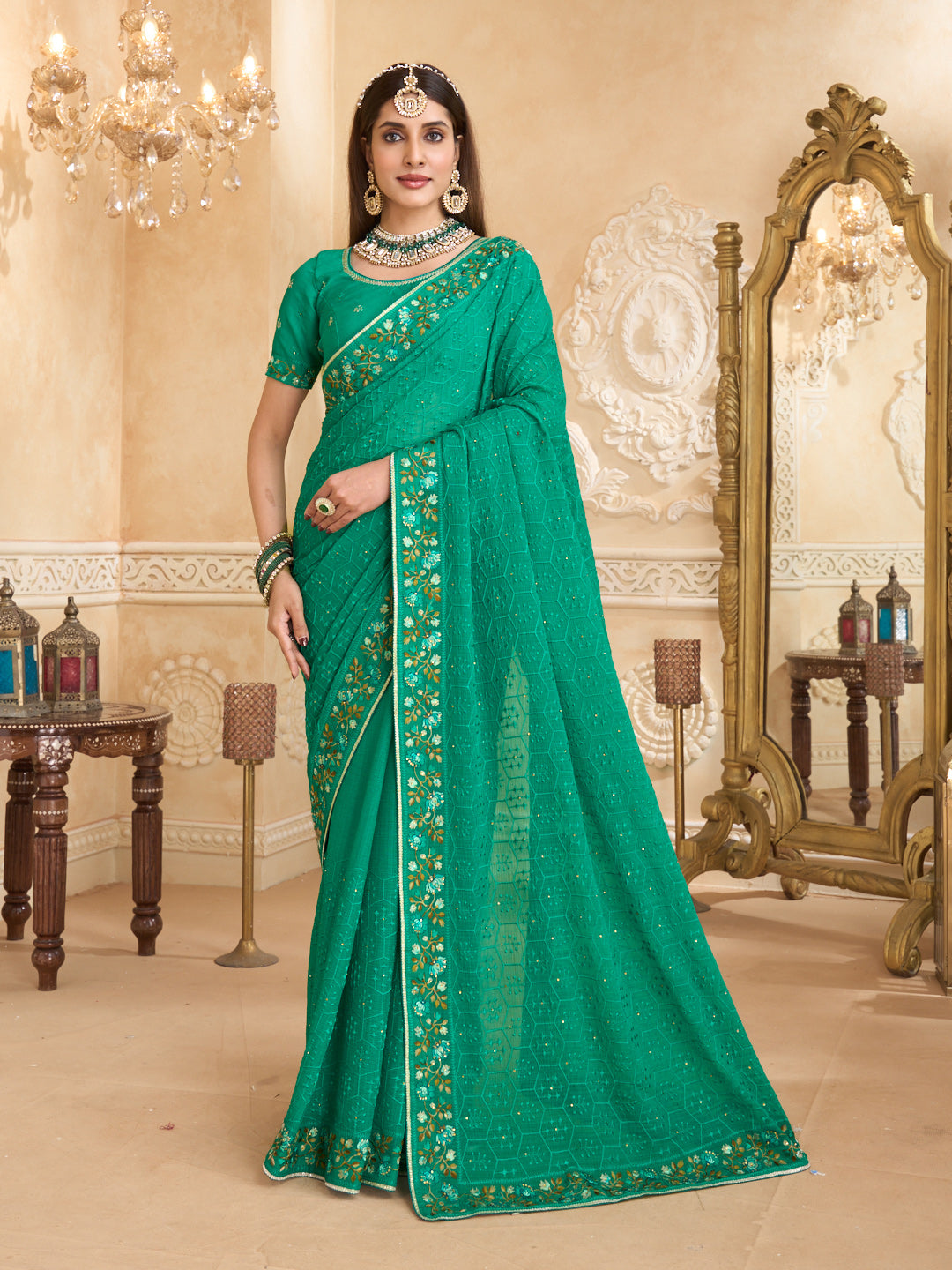 festive wear chiffon saree