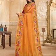 Floral work chiffon saree detail