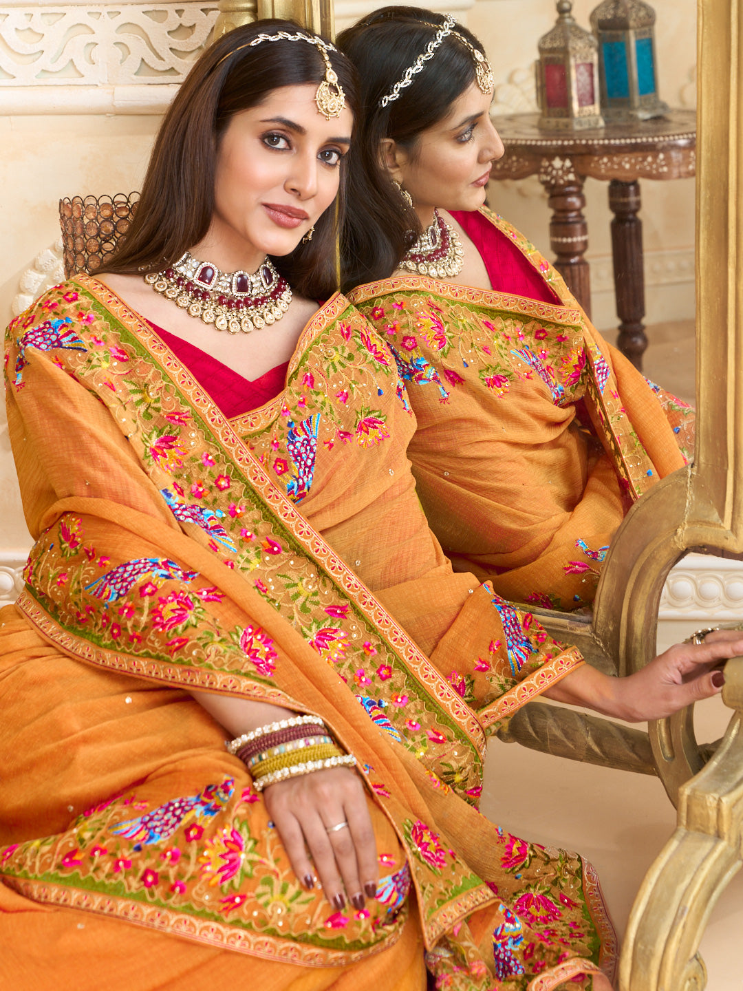 Festive wear chiffon saree look