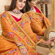 Festive wear chiffon saree look