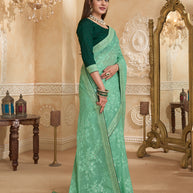 Floral embroidered chiffon saree