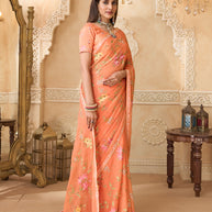 Orange saree with silk blouse