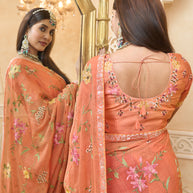 Designer chiffon saree look