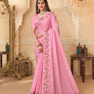 Floral work chiffon saree