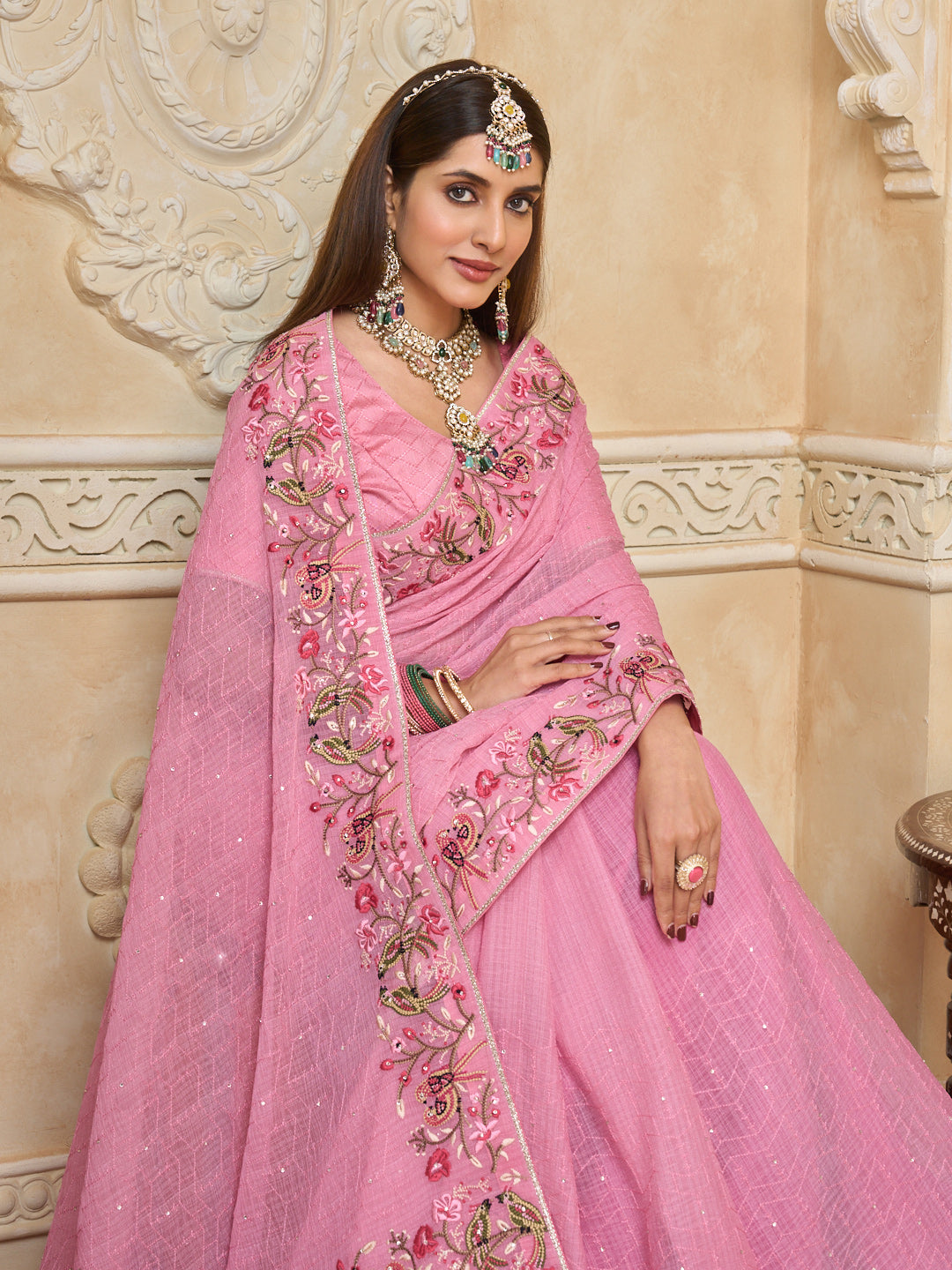 Lightweight chiffon saree look