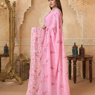 Embroidered work chiffon saree