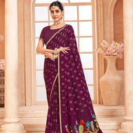 wine colour saree