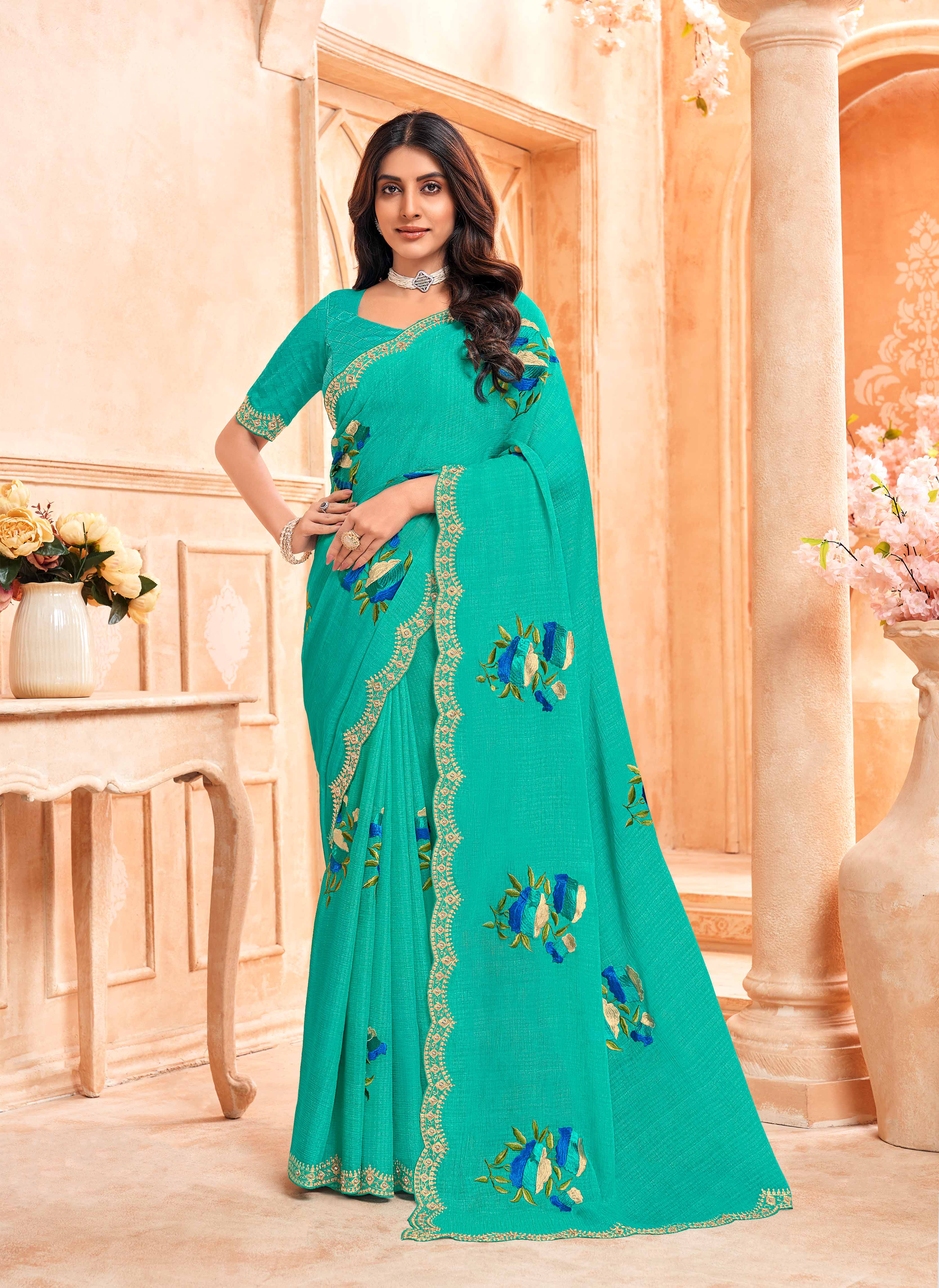 light green colour saree
