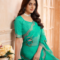 pastel green saree