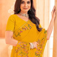  yellow colour silk saree