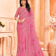 pink silk saree