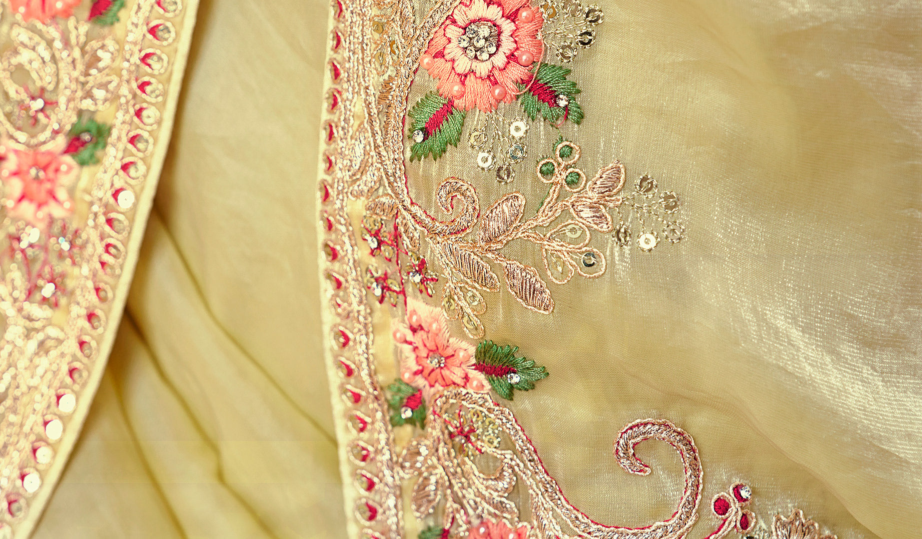 Floral border embroidered saree