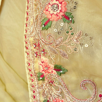 Floral border embroidered saree