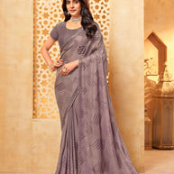 Purple silk designer saree