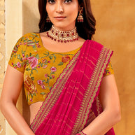 Embroidered border silk saree