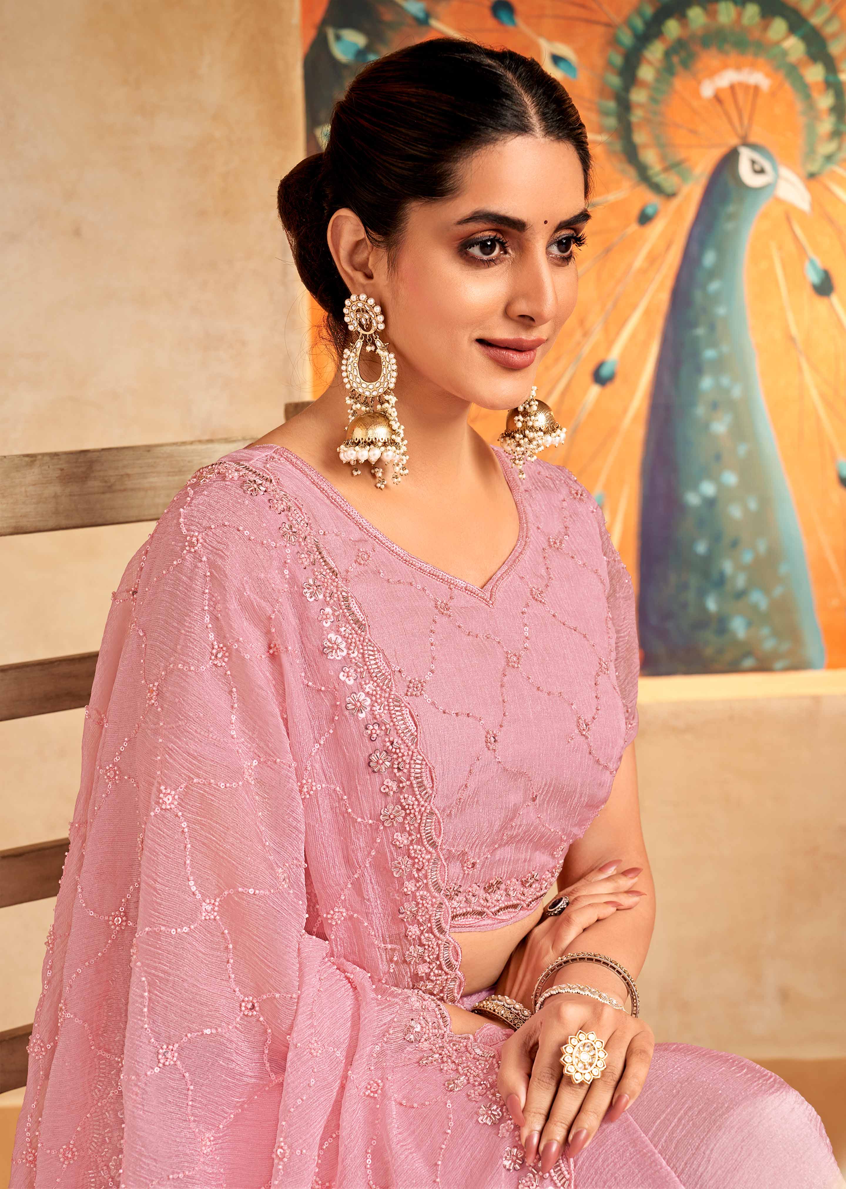 Glam embroidered party saree