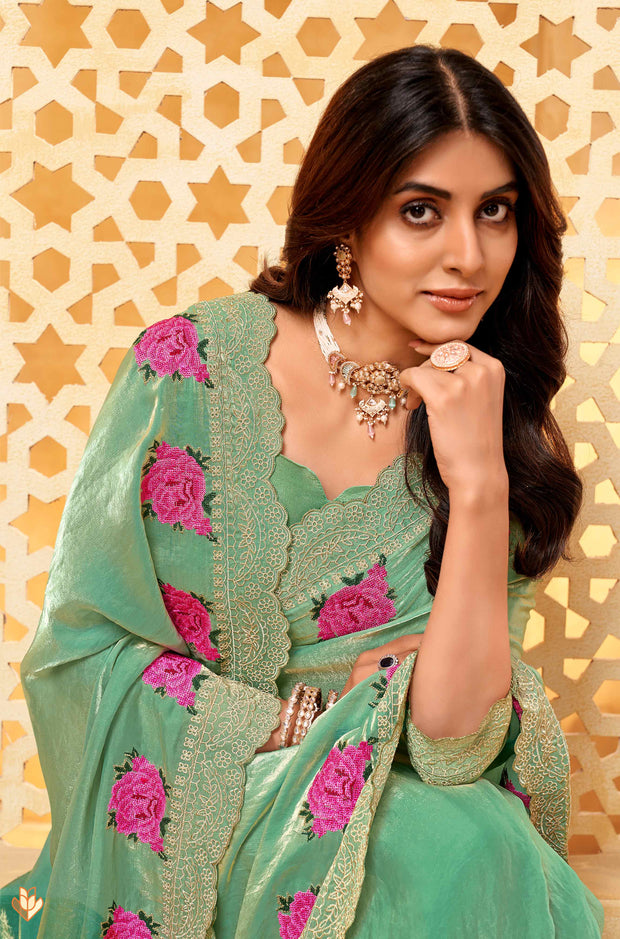 Embroidered border designer saree