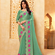 green organza saree