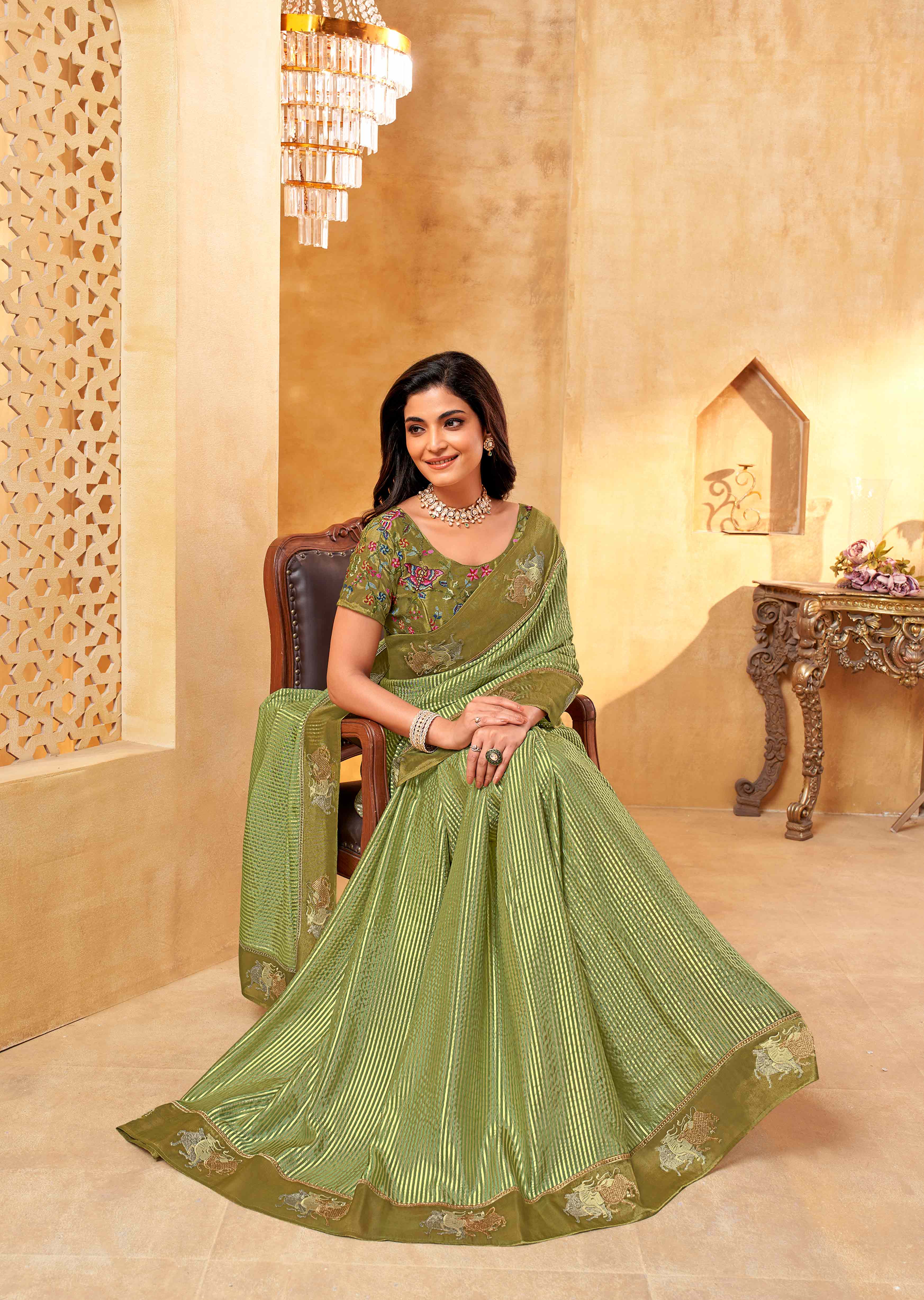 Striped designer saree