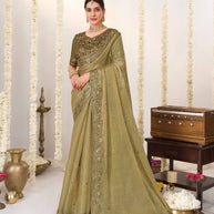 Floral embroidery chiffon saree