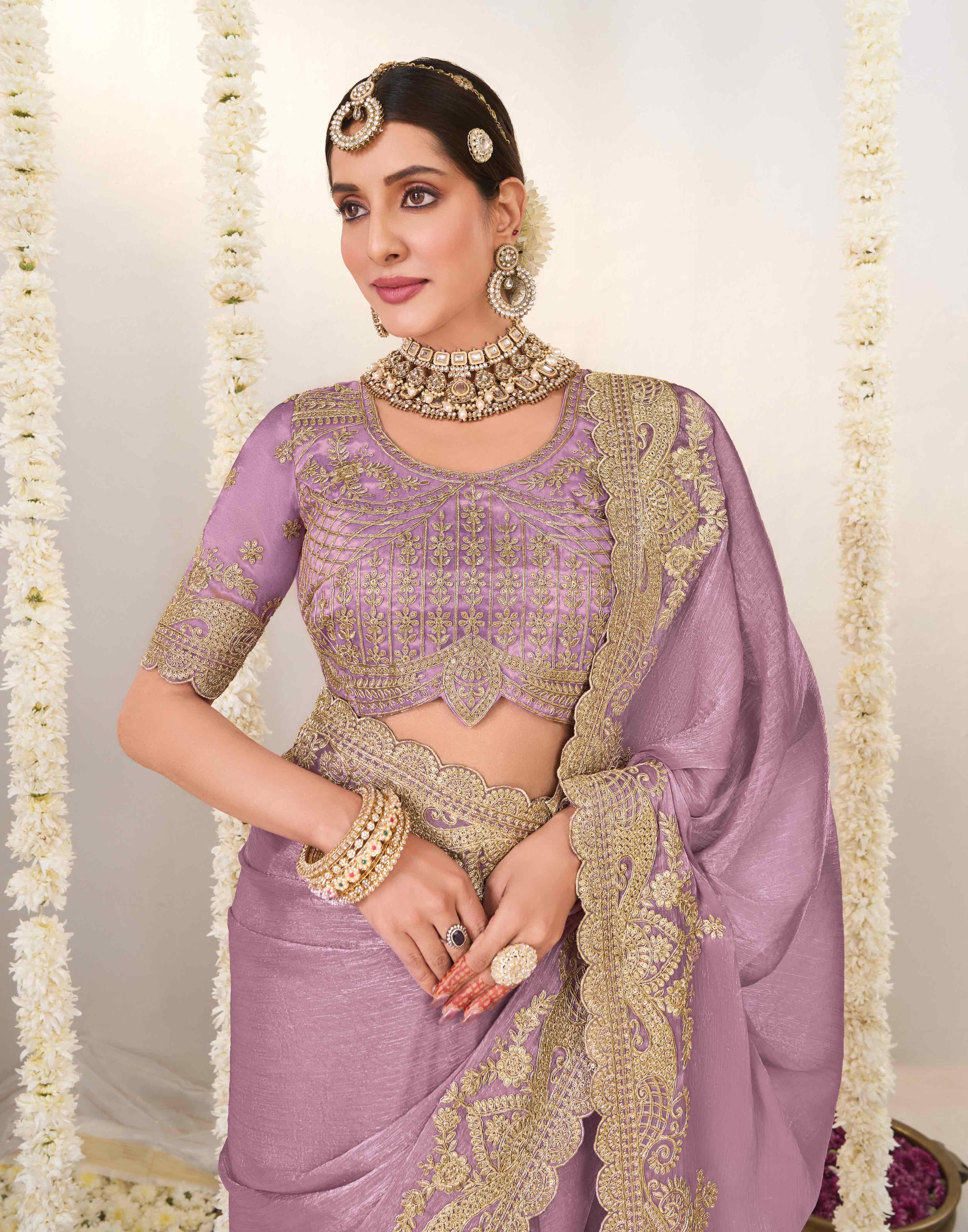 Party wear embroidered saree