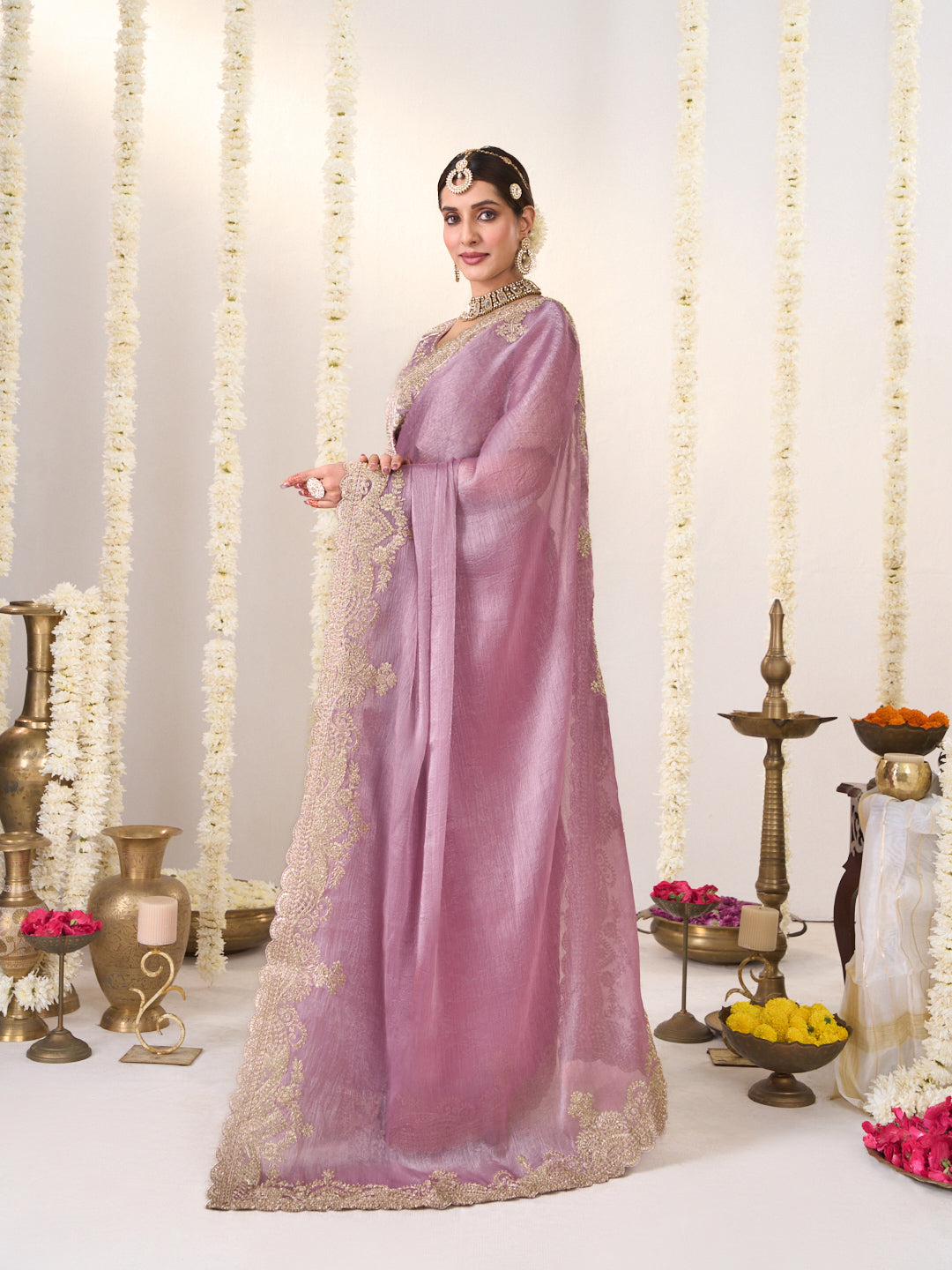 Purple saree with blouse