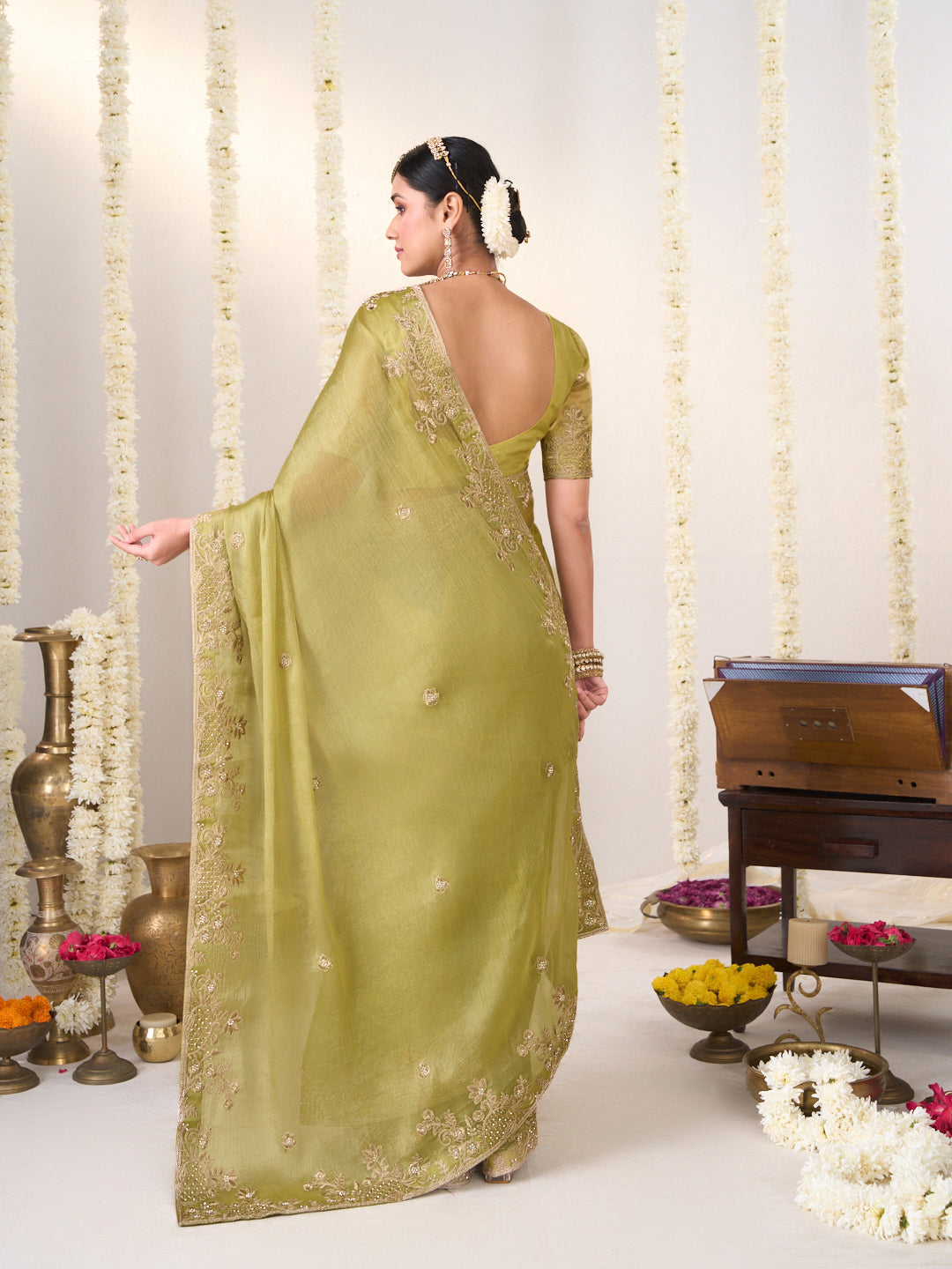 Trendy embroidered saree