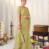 Floral work chiffon saree