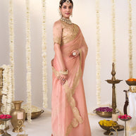 Peach saree with blouse