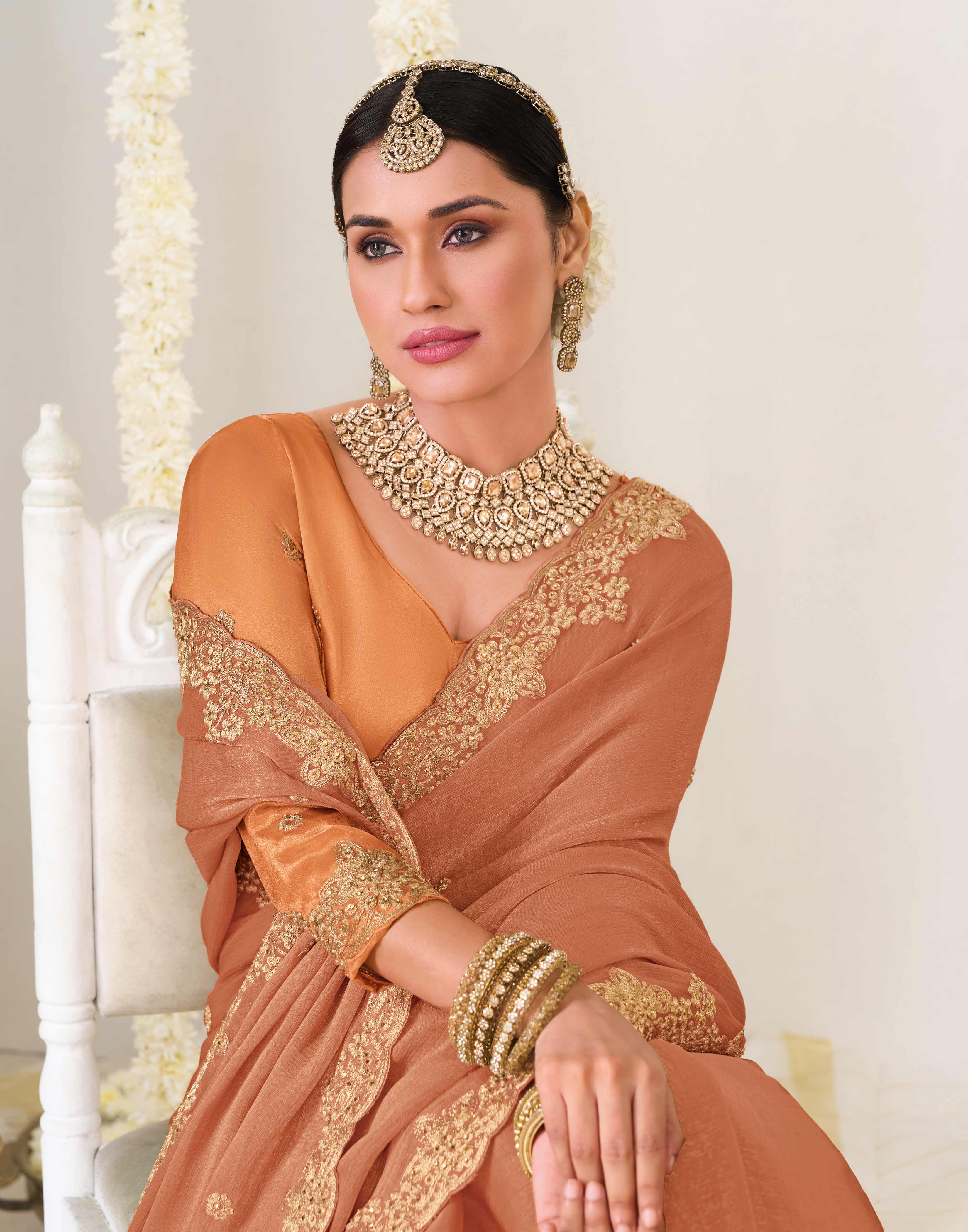 Festive wear embroidered saree