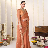 Floral work chiffon saree