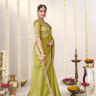 Olive green saree with blouse