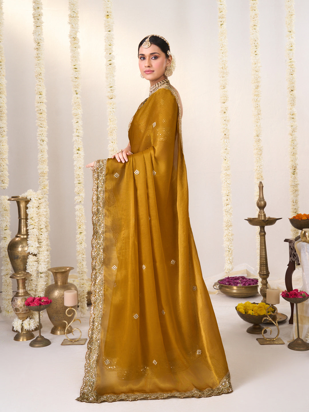 Orange saree with blouse