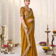 Floral work chiffon saree
