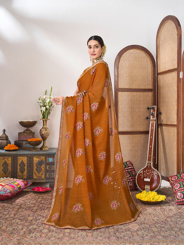 Floral work designer saree