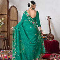 Green party wear saree
