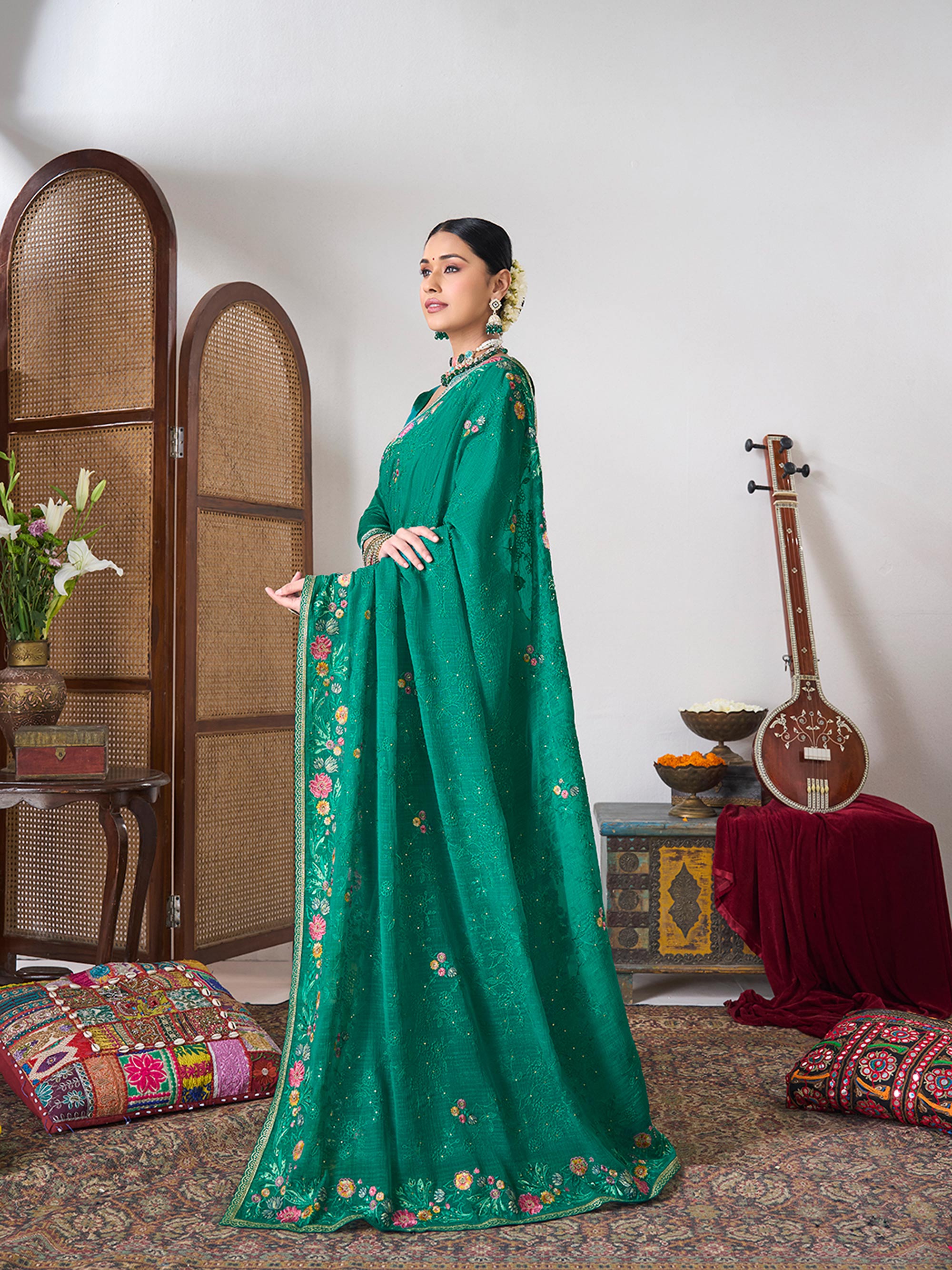 Soft chiffon festive saree