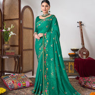 Floral thread work saree