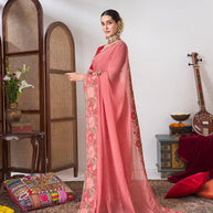 Pink festive wear saree