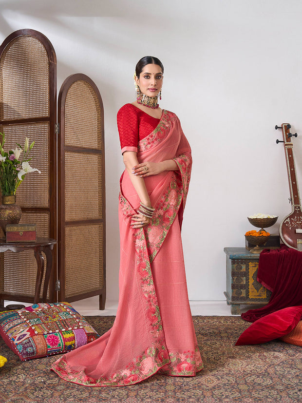 Chiffon designer work saree
