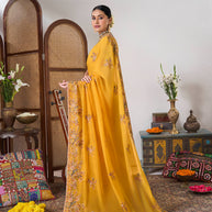 Yellow festive saree